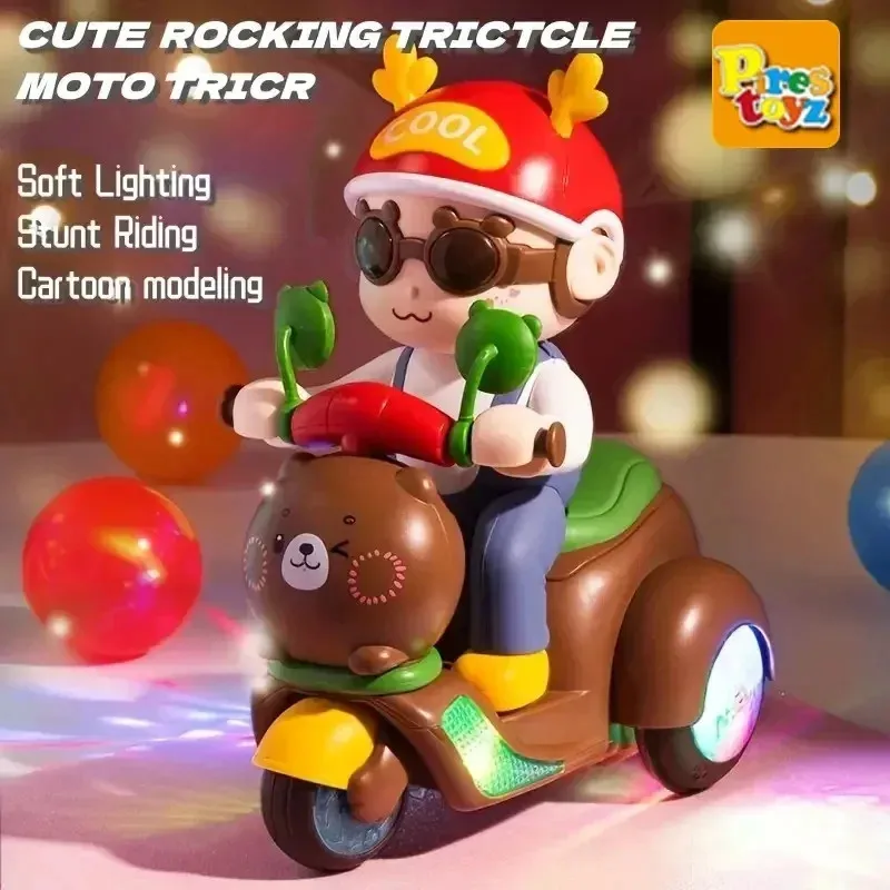 Children Toys Bear Electric Stunt Motorcycle 360 ° Rotating with Light M... - $22.15+