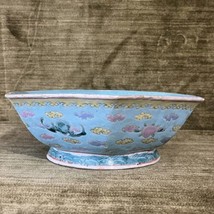 Antique Chinese Famille Rose Turquoise Enamel Hexagon Porcelain Pedestal... - $109.72 CAD