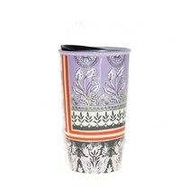 Starbucks Purple Floral Plant Print Ceramic Traveler Tumbler Coffee Cup 12 oz - £60.28 GBP