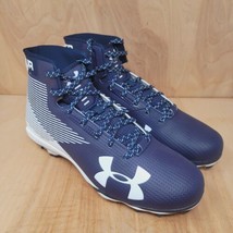 UNDER ARMOUR HAMMER MC Mens Football Cleats Size 12 M Blue/White 1289775... - $58.87