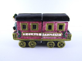 Vintage Omnibus Santa Claus Railroad Ceramic Creamer and Sugar Set with Elves - £14.70 GBP