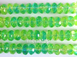 25 5/7 mm Czech Glass Gemstone Donut Beads: Green/Blue - £2.18 GBP