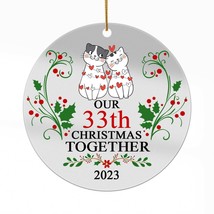 33th Anniversary Christmas 2023 Acrylic Ornament 33 Years Cute Cat Couple Gift - £13.41 GBP