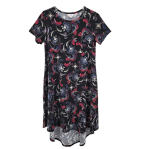 LuLaRoe Womens Carly Swing Dress Size XS Black Red Cream Blue Floral - £10.50 GBP