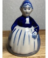 Dutch Woman Ceramic Bell Handpainted 2.25&quot; Tall &quot;Delft&quot; Style - £7.09 GBP