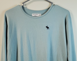 abercrombie Kids Blouse Top Girls Size 15/16 Blue Knit Round Neck Logo Pullover - $14.55