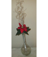 Clear Etched Glass Vase, Grape Vine Crystal Clear Glass Vase Bolbous base - $12.15