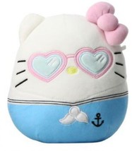 Squishmallows Hello Kitty Blue Sailor Plush Sanrio 8&quot; Toy Cat Heart Glasses NWT - £13.00 GBP