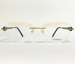 Gold &amp; Wood Eyeglasses Frames RAVI 08 6 Brown Red gold Square Rimless 52-18-130 - £472.83 GBP