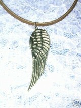 Feather Angel Wing Silver Color American Pewter Pendant Adjustable Necklace - £6.79 GBP