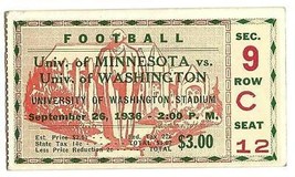 1936 College Football ticket stub Minnesota washington - $150.46