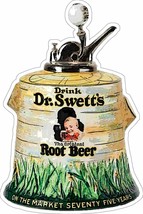 Dr. Swett&#39;s Root Beer Syrup Dispenser Vintage Soda Ad Metal Sign - £31.94 GBP