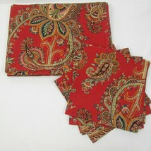 CHAPS Ralph Lauren Garrison Paisley Red 60 x 84 Oblong Tablecloth plus N... - $75.00