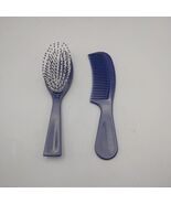 Estee Lauder Hair Brush Ball Tipped 6.5&quot; Travel Purse navy Blue Plastic ... - $22.10 CAD