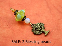 SALE: Choose 2 Yellow or Lime Green Blessingway beads - Yellow Tree of Life, Bir - £16.44 GBP