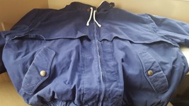 StratoJac Navy Blue Full Zip Windbreaker Rain Jacket Coat Cotton RN87980... - £25.65 GBP