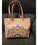 Anuschka Embroidered Handpainted Leather Pink Tote Purse Crossbody  - $69.25