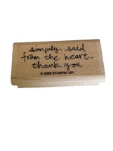 Stampin Up Rubber Stamp Simply Said From the Heart Thank You Card Sentiment - £3.89 GBP