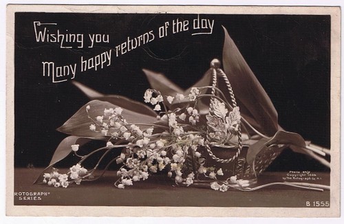 Postcard RPPC Rotograph Flowers Many Happy Returns Of The Day - £2.67 GBP