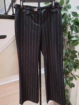Ann Taylor Womens Black Striped Cotton Casual Belt Loops Wide Legs Pants... - $24.75