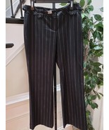 Ann Taylor Womens Black Striped Cotton Casual Belt Loops Wide Legs Pants... - $33.85 CAD