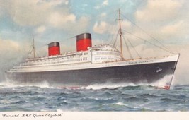 RMS Queen Elizabeth Cunard Line Steamship Ocean Liner Postcard D20 - £2.39 GBP