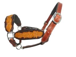 Horse Leather Halter Beautifully Carved Premium Handmade Padded Chrome F... - £67.92 GBP