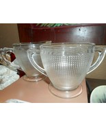 Jeannette Glass HOMESPUN Clear Creamer&amp;Sugar Bowl  Footed Depression (19... - £19.95 GBP