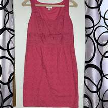 Ann Taylor LOFT  Size 8 Pink Shift Dress Eyelet Sleeveless Women’s - $261.18 MXN