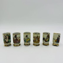 Vintage Japanese Kutani ware sake cups Gold Rim 6 Pieces Hand Painted - £70.25 GBP