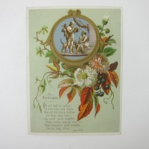 Victorian Greeting Card Autumn Fall Flowers Roman Man Woman Child Dog An... - £7.82 GBP