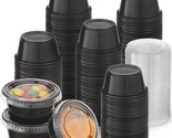[130 Sets - 2 Oz ] Black Plastic Portion Cups, Jello Shot Cups, Small Pl... - £14.88 GBP