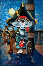 Sailor Cat Paint by Alexander Ishchenko 40x60cm Acrylic Signed Original - £553.81 GBP