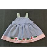 Florence Eiseman USA Seersucker Dress Floral Appliqués Baby XL -Vintage - $22.68