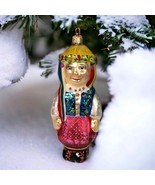 Calik’s Artistry VTG “Peasant Traditional Dress” glass Christmas ornamen... - $19.46