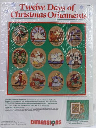 Primary image for 1989 DIMENSIONS Twelve Days of Christmas Ornaments Counted Cross Stitch Kit  VTG