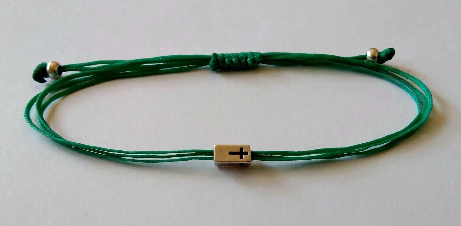 Handmade adjustable blue green string CROSS bracelet Mens jewelry Christ... - $6.44