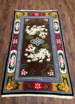 Chinese Peking Rug 3x5 Animal Pictorials Brown Ivory Gold Red Handmade Vintage - £587.23 GBP