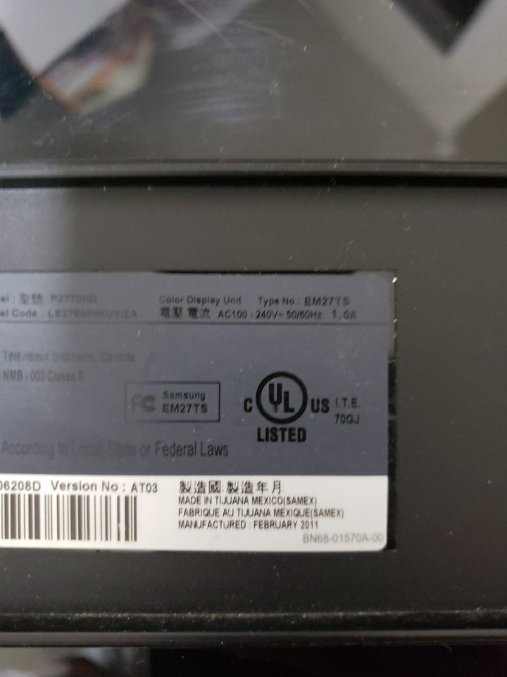 Samsung SyncMaster P2770HD 27" 1080p HD LCD Television Item image 8