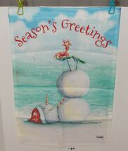 Toland Art 12" X 18" MINI GARDEN FLAG Christmas Snowman seasons greetings - $9.85