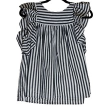 Who What Wear Women Size Small Top Blouse Shirt Black White Stripes Ruffle Cap S - £11.00 GBP