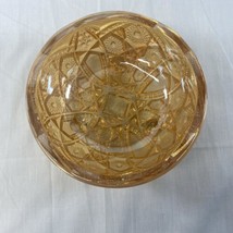 Vintage Jeanette Glass Bowl Marigold Carnival Glass Fentec Pattern 1960s 8&quot; - £12.42 GBP