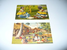 Vintage Seminole Indian Linen Postcards Lot of 2, Native American Unused - $4.40