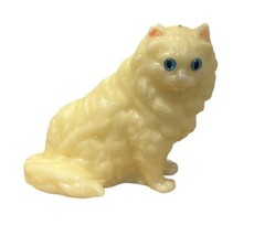 Vintage Yellow Cat Candle Wax Molded Blue Eyes 7&quot; Tall Never Burned READ - $19.09