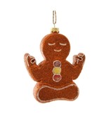 YOGA GINGERBREAD MAN CHRISTMAS TREE ORNAMENT 4.5&quot; Glass Meditating Holid... - $27.60 CAD