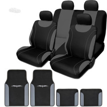 For BMW New Black and Grey Flat Cloth Car Truck Seat Covers With Mats Full Set - £42.92 GBP