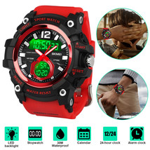 SKMEI Men&#39;s Sport Military Data Waterproof LED Digital Analog Quartz Wrist Watch - £23.53 GBP