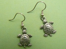 Turtle Pewter Earrings - (Silver Plated) - £5.45 GBP