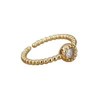 Round Bead Zircon Rings For Women Adjustable Open Stainless Steel Gold P... - £19.66 GBP