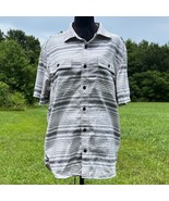 Harley Davidson Shirt Mens Large #1 Logo Short Sleeve Button Down Grey Stripped - $16.10